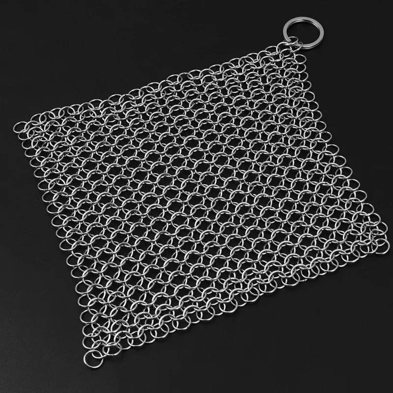 Cast Iron Skillet Cleaner,316 Stainless Steel Chainmail Cleaning Scrubber  Silicone Scrubber,for Kitchen Cookware (Red) - AliExpress