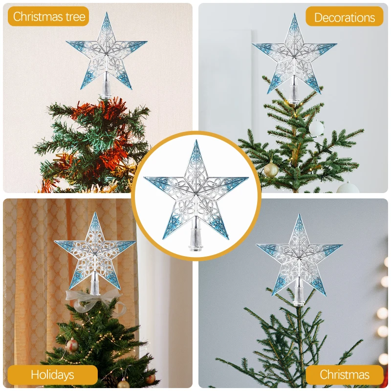 Christmas Ornament Christmas Tree Star Topper Star Party Decoration Tree toppers Blue Decorchraitmas Supplies Favors Patriotic christmas tree decoration christmas star decoration