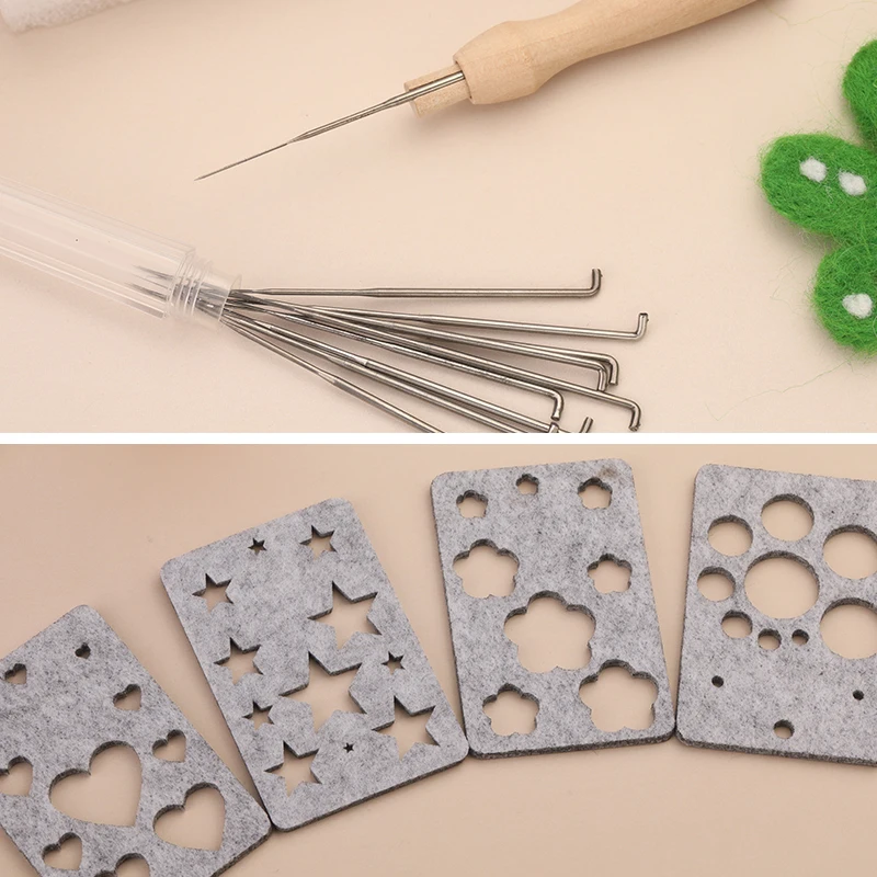 Wool Felting Kit Needle Felt Kit LMDZ Needle Felting Starter Kit Wool Felt Mold Needle Felting With Handle for DIY Craft Stencil Applique Handicraft Shaping