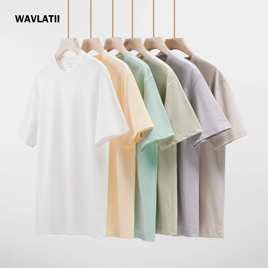 WAVLATII Women New Casual Solid T shirts Female White Black Short Sleeve Summer Tees Lady 100% Cotton O-neck Unisex Tops WT2501 1