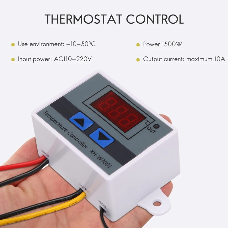 220V 디지털 LED 온도 컨트롤러 10A 온도 조절기, 스위치 포함, 디지털 디스플레이 인큐베이션 컨트롤러