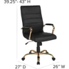 High Back Black LeatherSoft Executive Swivel Office Chair with Gold Frame Arms 3