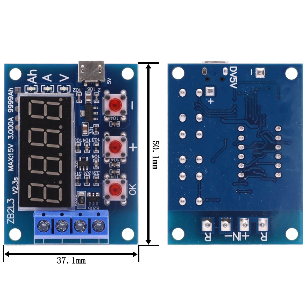 1.2v 12v ZB2L3 18650 Li-ion Lithium Battery Capacity Tester + Resistance Lead-acid Battery Capacity Meter Discharge Tester