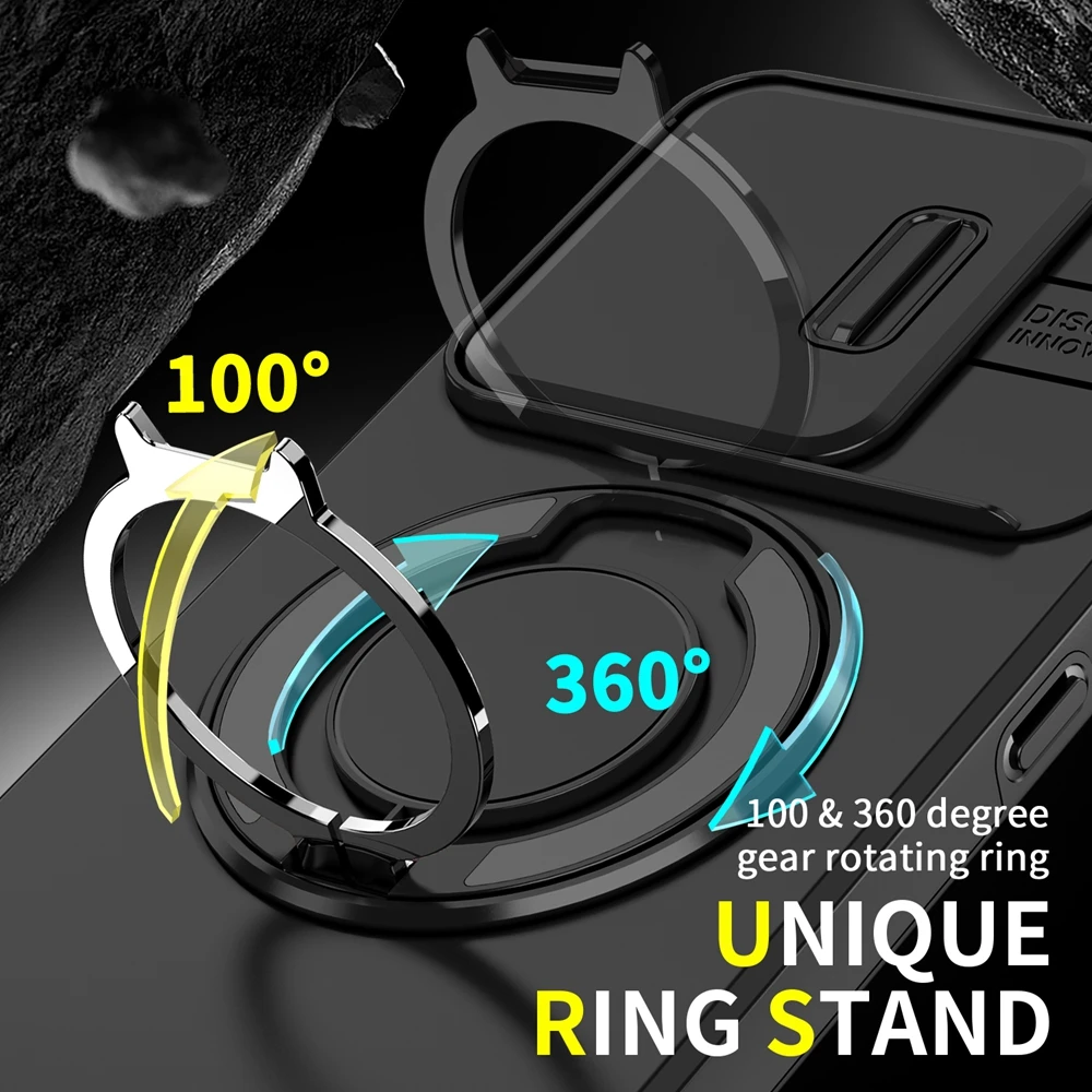 Magnetic Ring Holder Armor Case with MagSafe Wireless Charging Compatibility