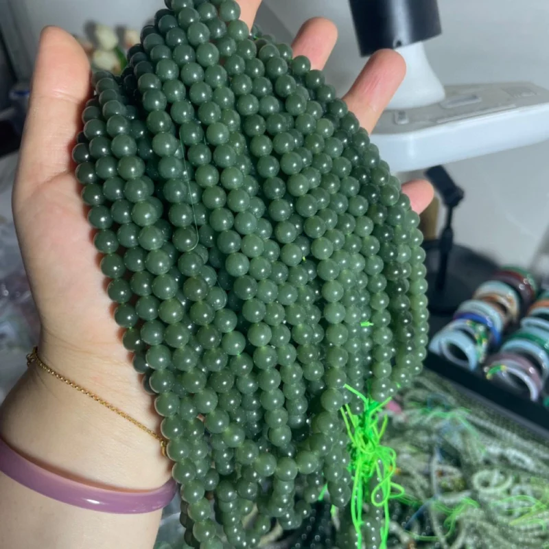 

Hetian нефритовый зеленый желтый рот 108 бусины многокольцевой браслет 8 мм DIY