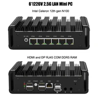 6*i226-V 2.5G LAN Firewall Appliance Fanless Mini PC intel Celeron 12th gen N100 2*HDMI pfSense PVE Computer 1*COM DDR5 Router 1
