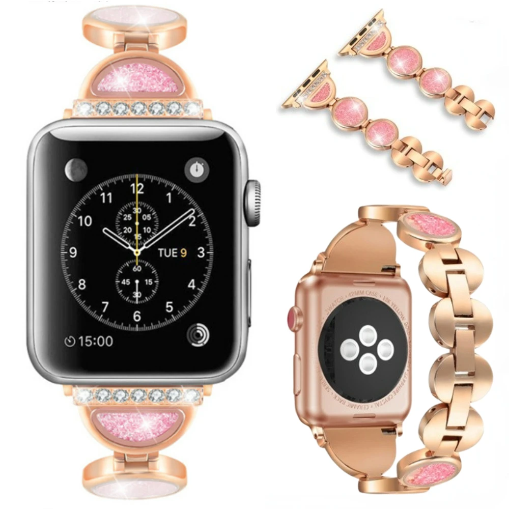 

Metal Strap for Apple Watch Band 44mm 40mm 45mm 41mm 42mm 38mm Ultra 49mm Women Diamond Wristband iWatch Series 8 7 6 5 4 3 2 SE