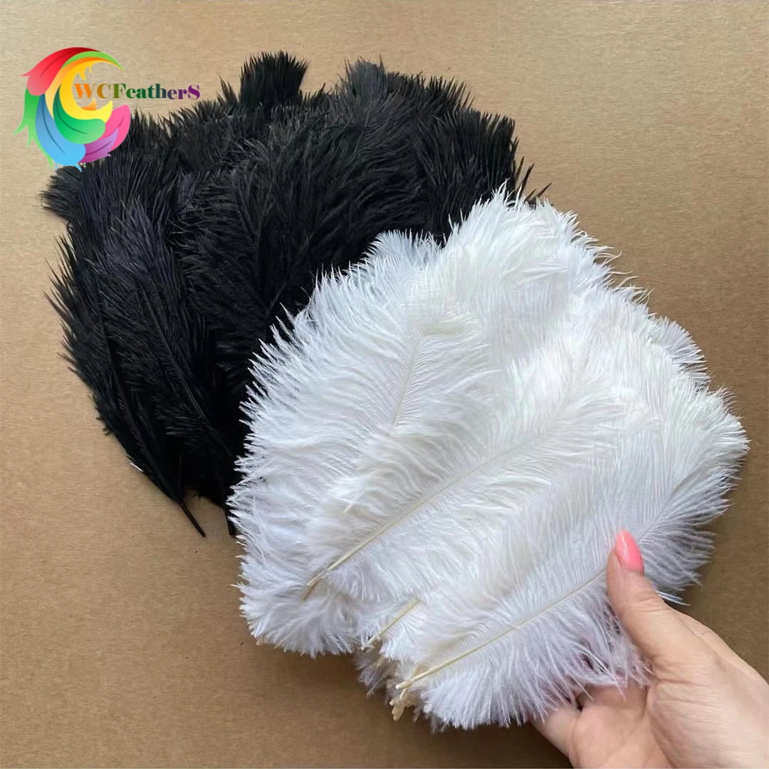 10Pcs Balck White Ostrich Feathers 15-20CM 20-25CM 25-30CM Plumes