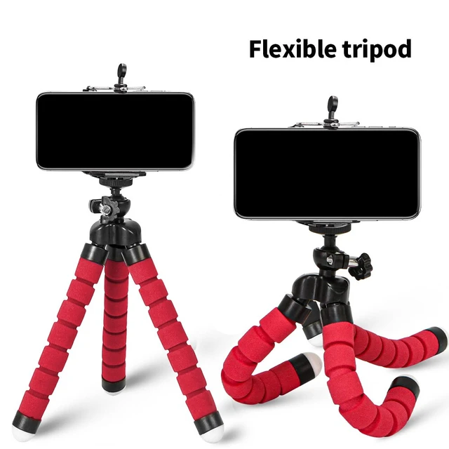 Mini Trípode 18cm Selfie Flexi Pod Para Camara y Celular Rojo