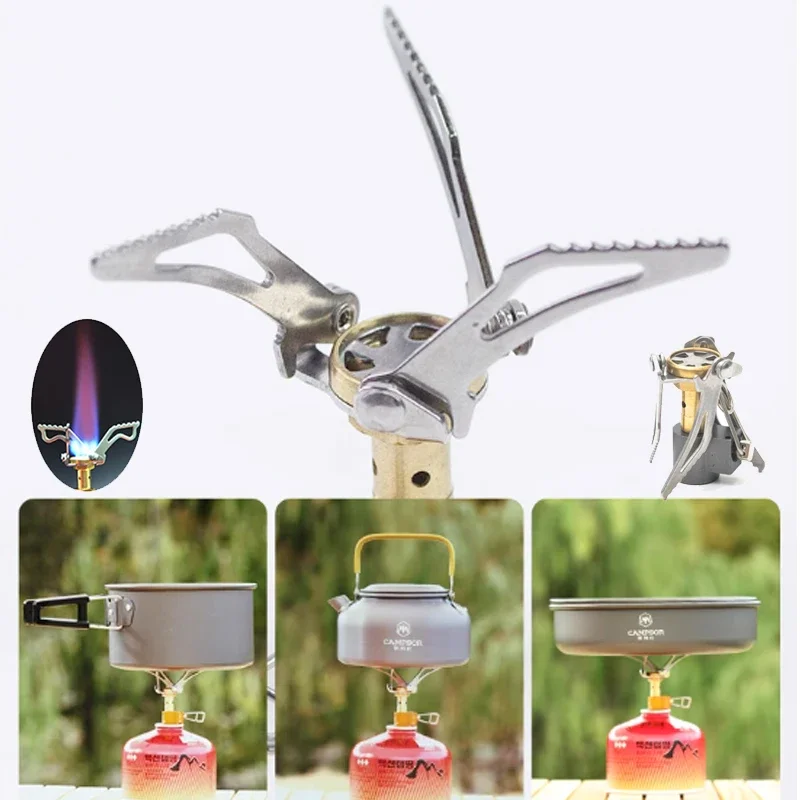 Mini Integrated Gas Stove Burner Outdoor Portable Lightweight Gas Stove Single Titanium Camping Gas Stove Camping Cooker 1