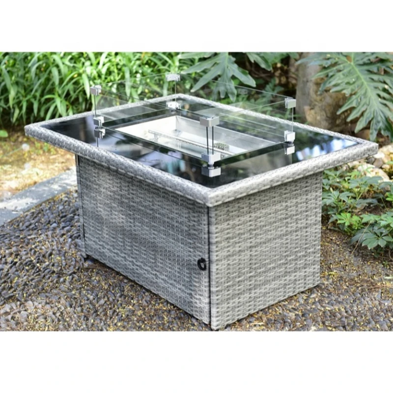 Outdoor furniture rattan gas patio fire table