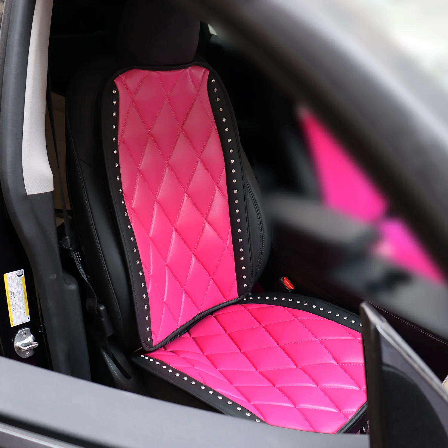 Hot Rose Pink Bling Car Accessories Interior Set for Women Girls Glitter  Plush Warm Automotive Seat Covers Cushion Crown Decor