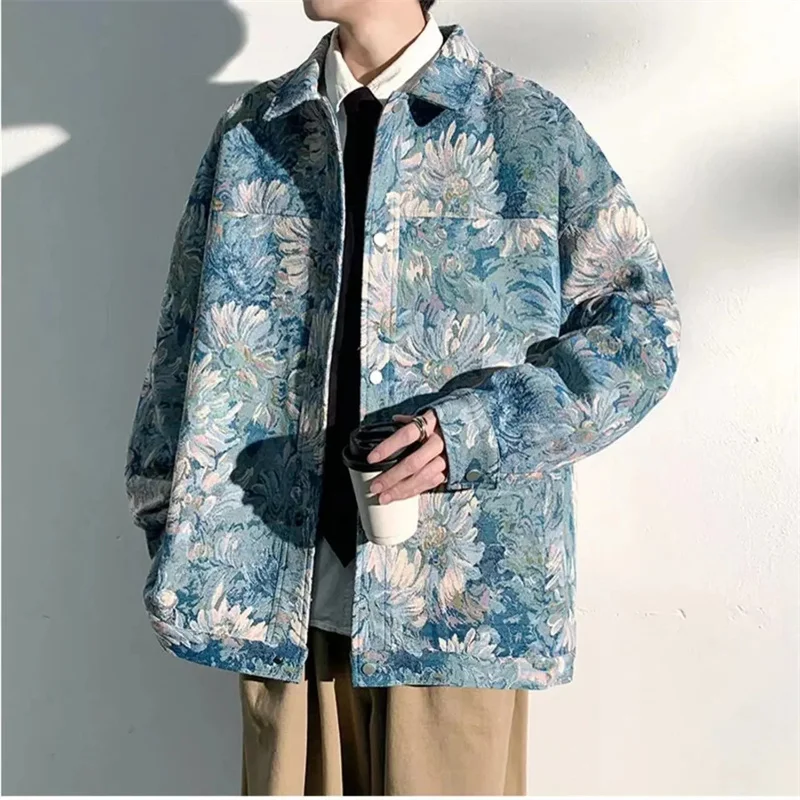 Men's Outerwear 2023 Spring Autumn New Print Jacket Outerwear Men's Spring Casual Trendy Brand Trendy Baseball Jacket Thin Style