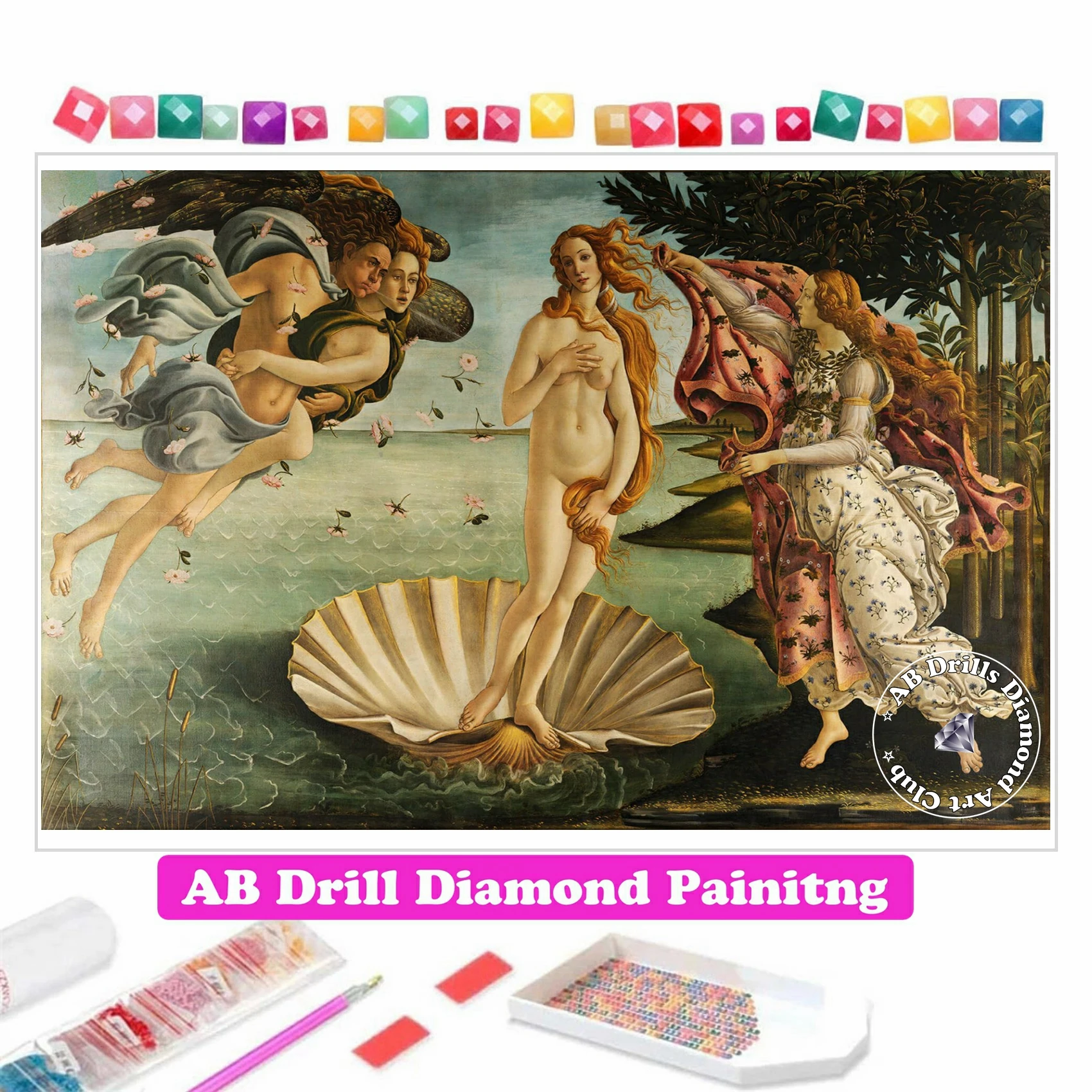 유명한 그림 비너스의 탄생 5D DIY AB 드릴 다이아몬드 페인팅 자수 크로..