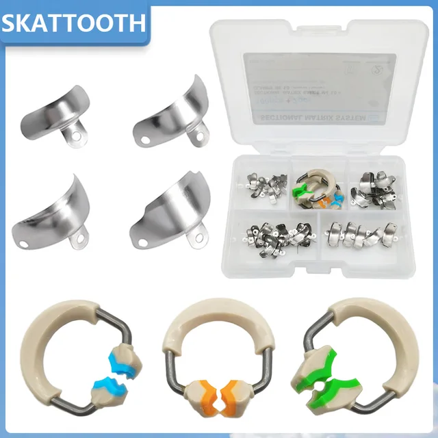 New Dental Matrix Bands Clamp Clip Sectional Contoured Matrix System NiTi Clamping Ring Metal Matrices for Tooth Restoration