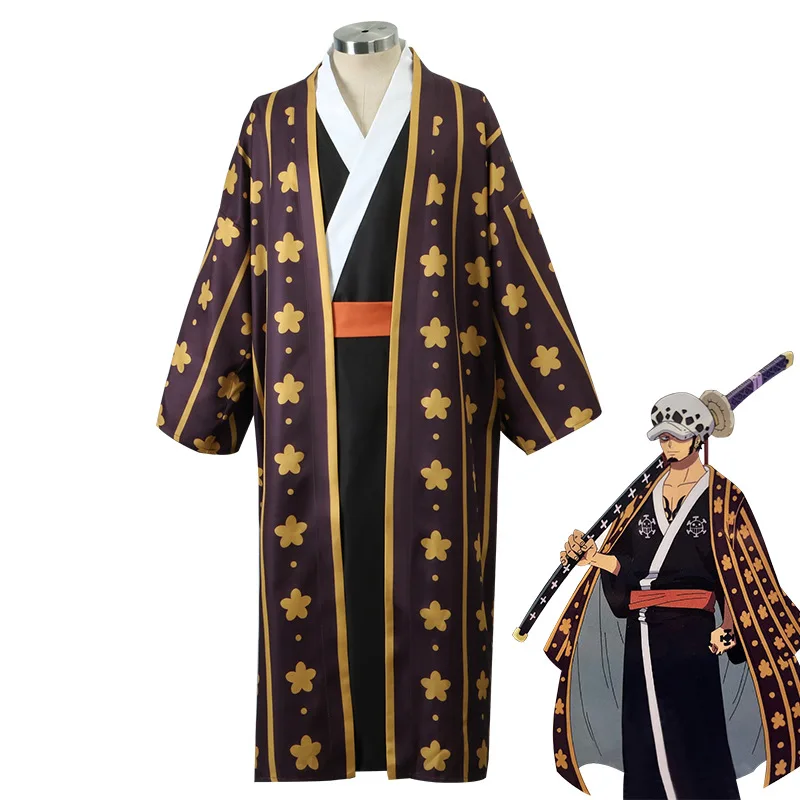 Anime One Piece Cosplay Trafalgar D. Water Law Kimono Man Costume