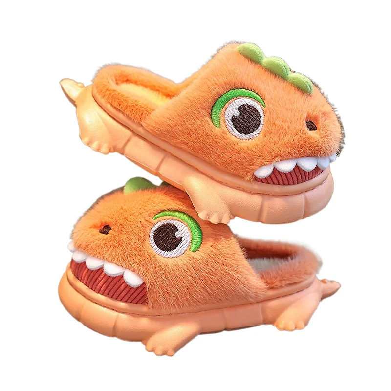 Children's Cotton Slippers Boys Girls Non-slip Cute Cartoon Home Shoes Cover Heel Indoor Baby Slippers Furry Warm Kids Shoes 5