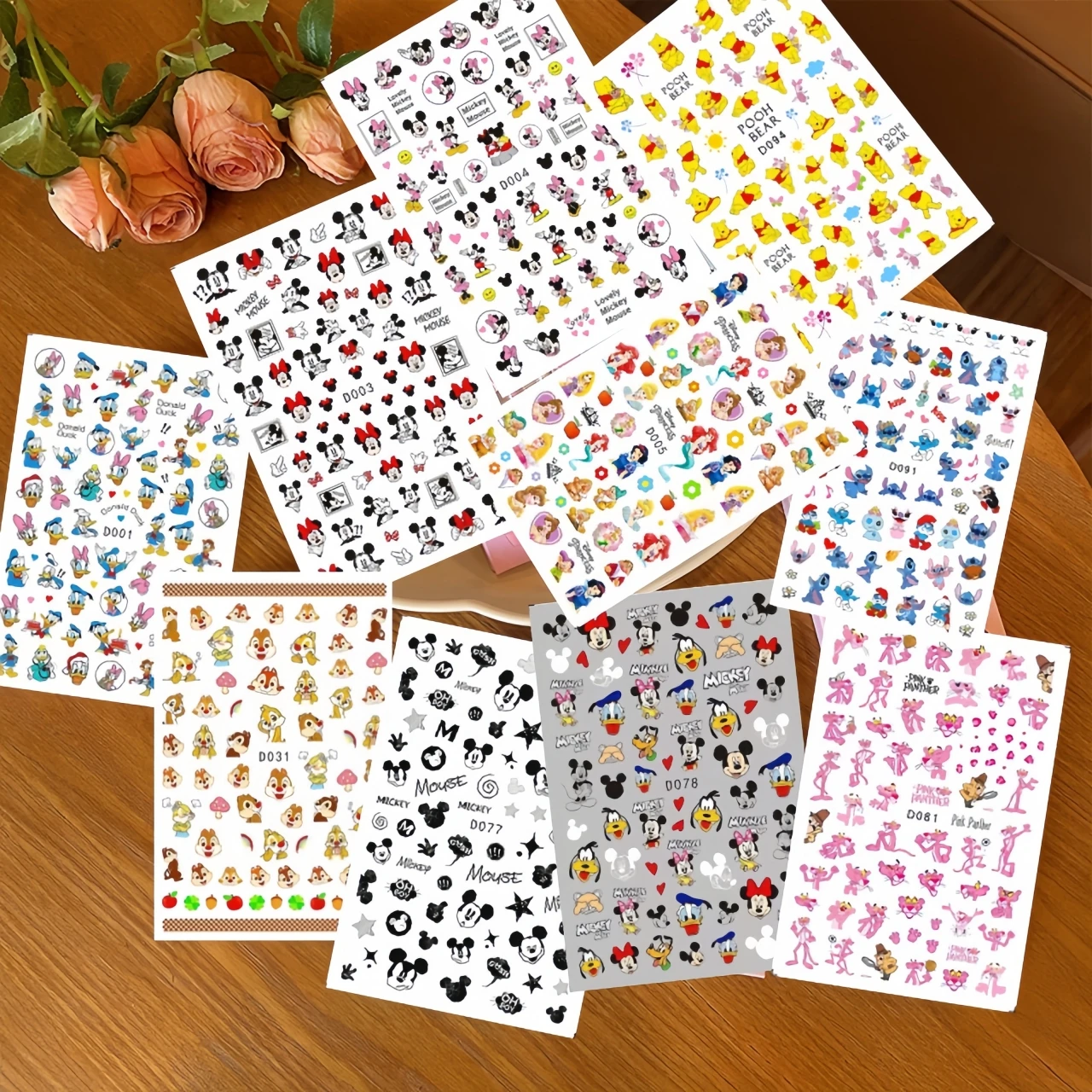 

New Disney Cartoon Stickers Anime Pooh Bear Stickers For Nails Animation Press On Nails DlY Mickey Donald Duck Sliders For Nails