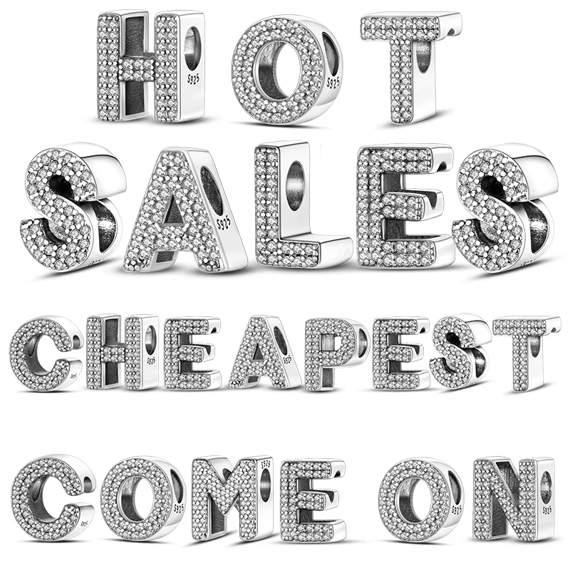 Charm Bead Jewelry 26 Letters Charm Beads Fit For Pandora 925 Sterling Silver Bracelet Free Combination DIY Gift Production