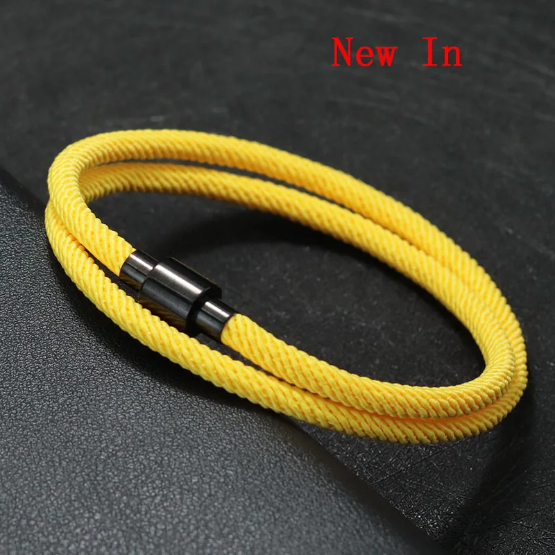 Stainless Steel Magnet Buckle Double Layer Cord Chain Bracelet