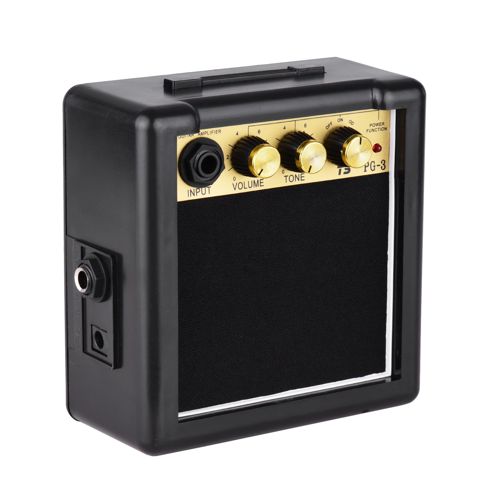 Electric Guitar Amplifier PG-3 3W with Volume Tone Control, 3" 4ohm or 8ohm Speaker, Input Headphone Port, Black Golden Color,