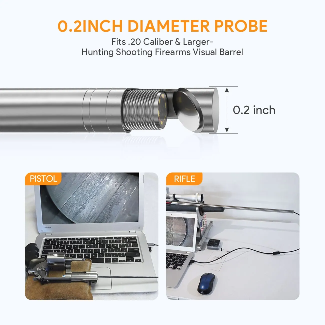 Rifle Borescope Camera TESLONG NTG100 5mm Diameter Digital Hunting Cleaning Scope Above 20 Caliber