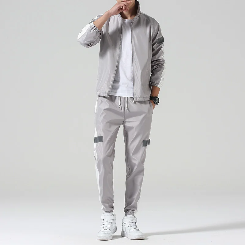 Set da uomo moda sport uomo tuta Hip Hop abbigliamento Fitness due pezzi  felpa pantaloni sportivi tuta da uomo nero bianco grigio|Men's Sets| -  AliExpress