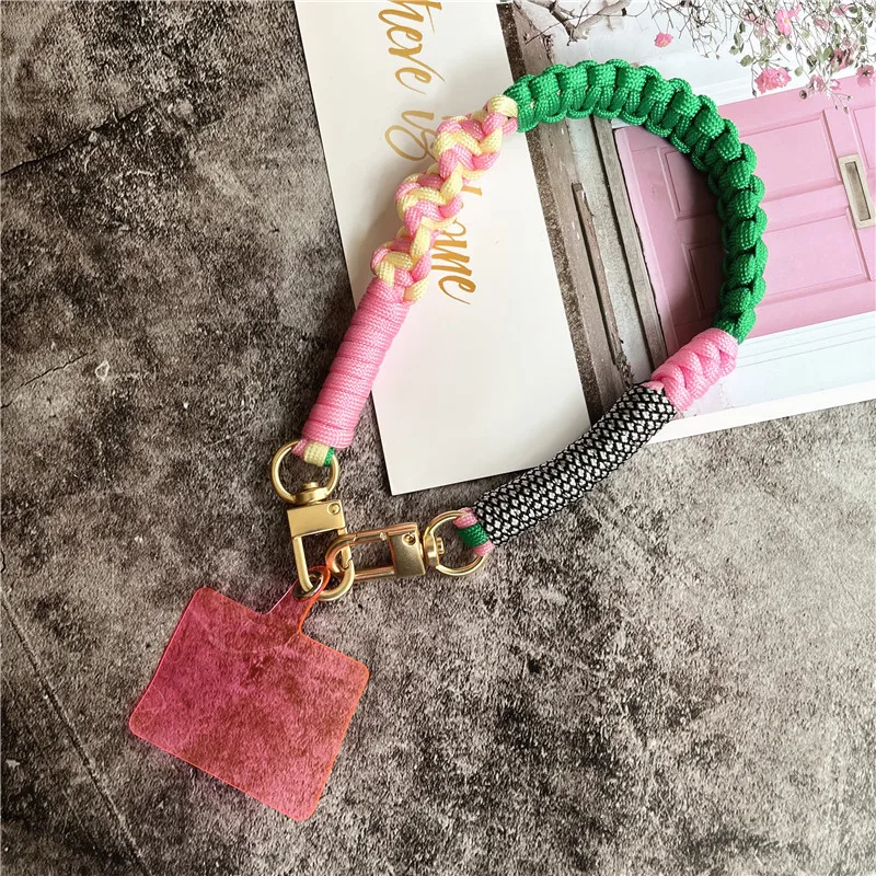 Handwoven Key Holder Accessory with Metal Keyring and Phone Lanyard