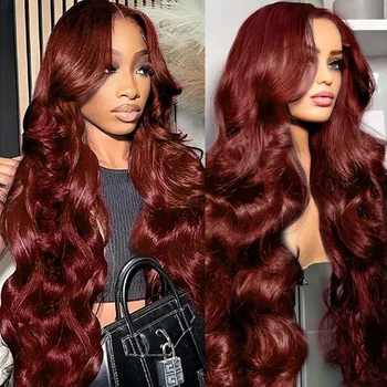 Body Wave Reddish Brown 13x6 Lace Front Wigs Human Hair Pre Plucked With Baby Hair #33 Colored Wigs for Women 180% Density 1