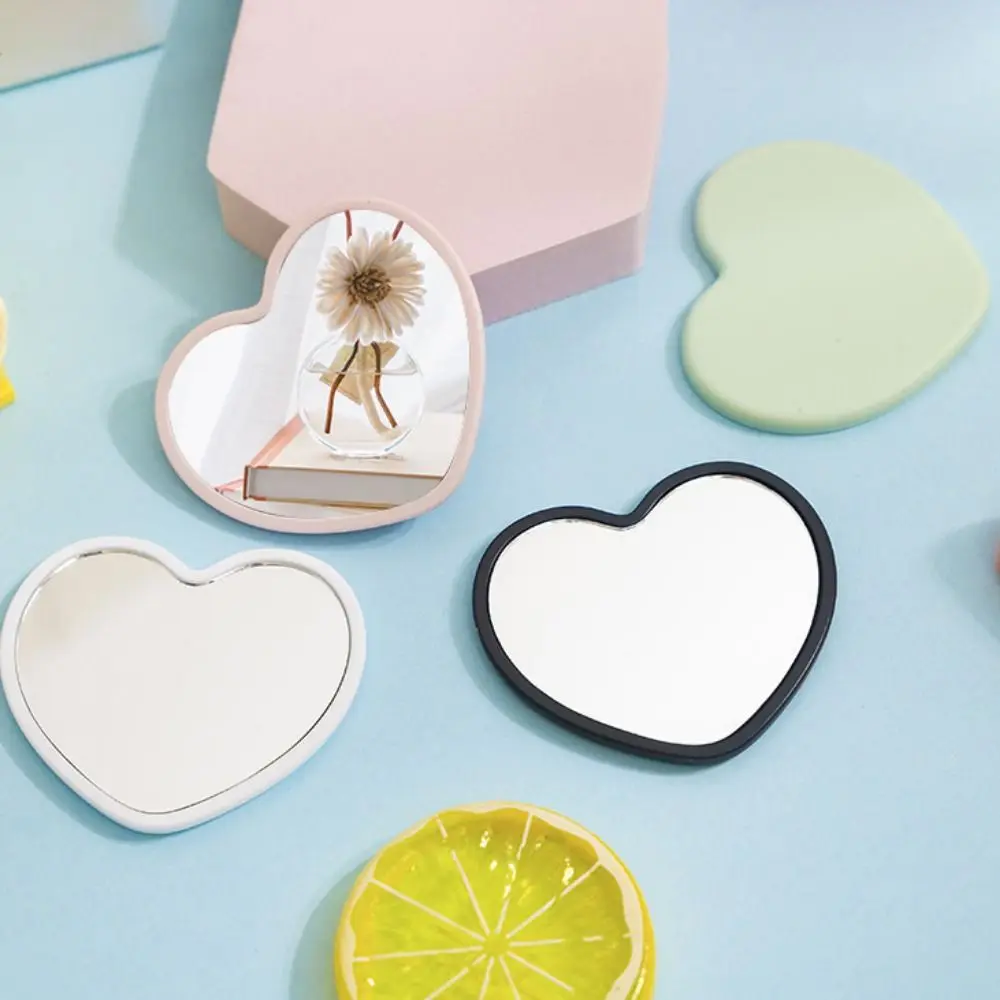Simple Single-sided Heart-shaped Mirror Handheld High-definition Handheld Mirror Little Beauty Make-up Girls makeup mirror