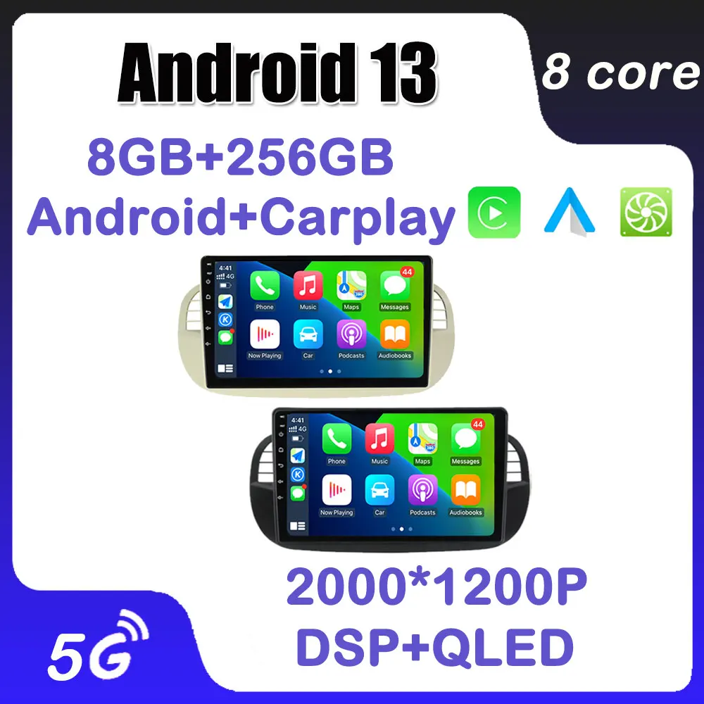 

9" Android 13 Auto Carplay For Fiat 500 2007-2015 GPS Navigation Car Radio Multimedia Video Player 4G LTE Bluetooth No 2Din DVD
