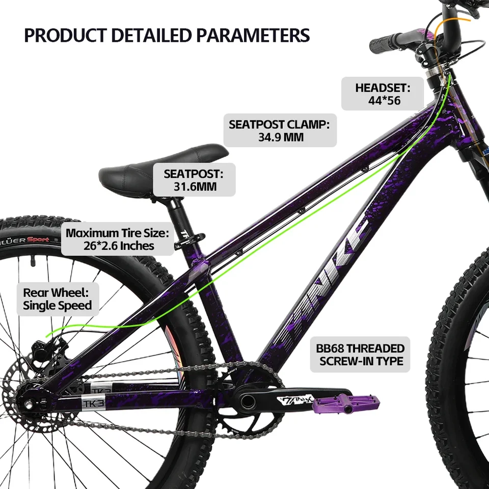 TANKE 26inch Dirt Jump Frame Ultralight Aluminum Alloy Mountain