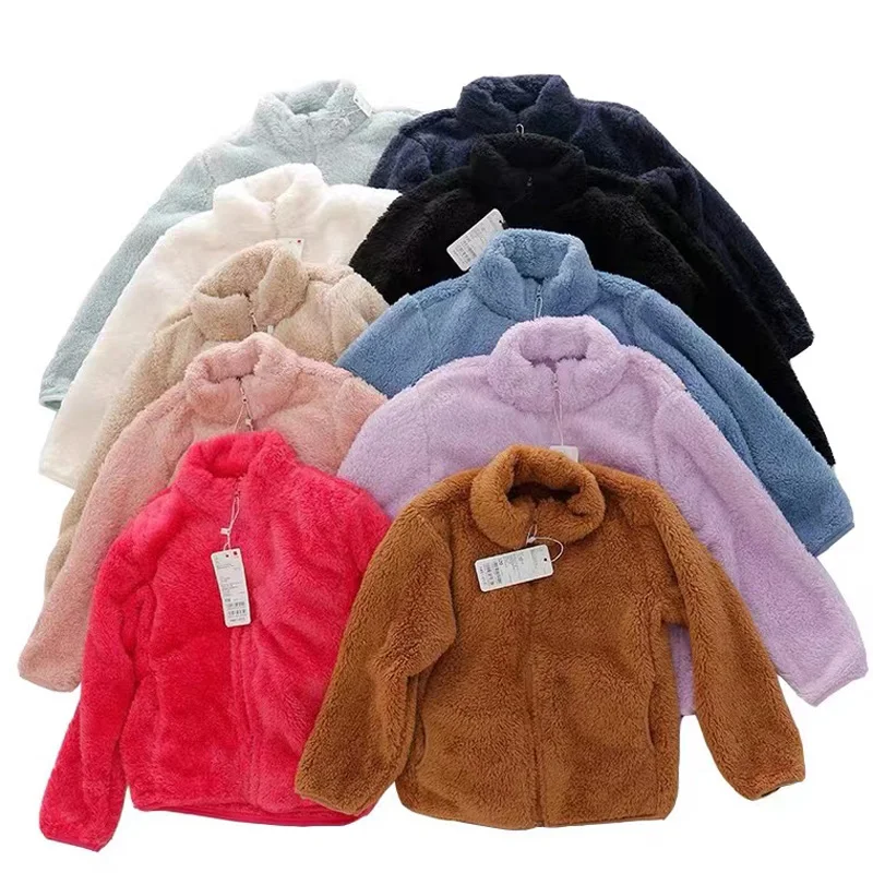 

Fashion Women's Coat 2022 Autumn And Winter New Solid Color Polar Fleece Warm Stand-up Collar Long-sleeved Pocket Zipper Jacket