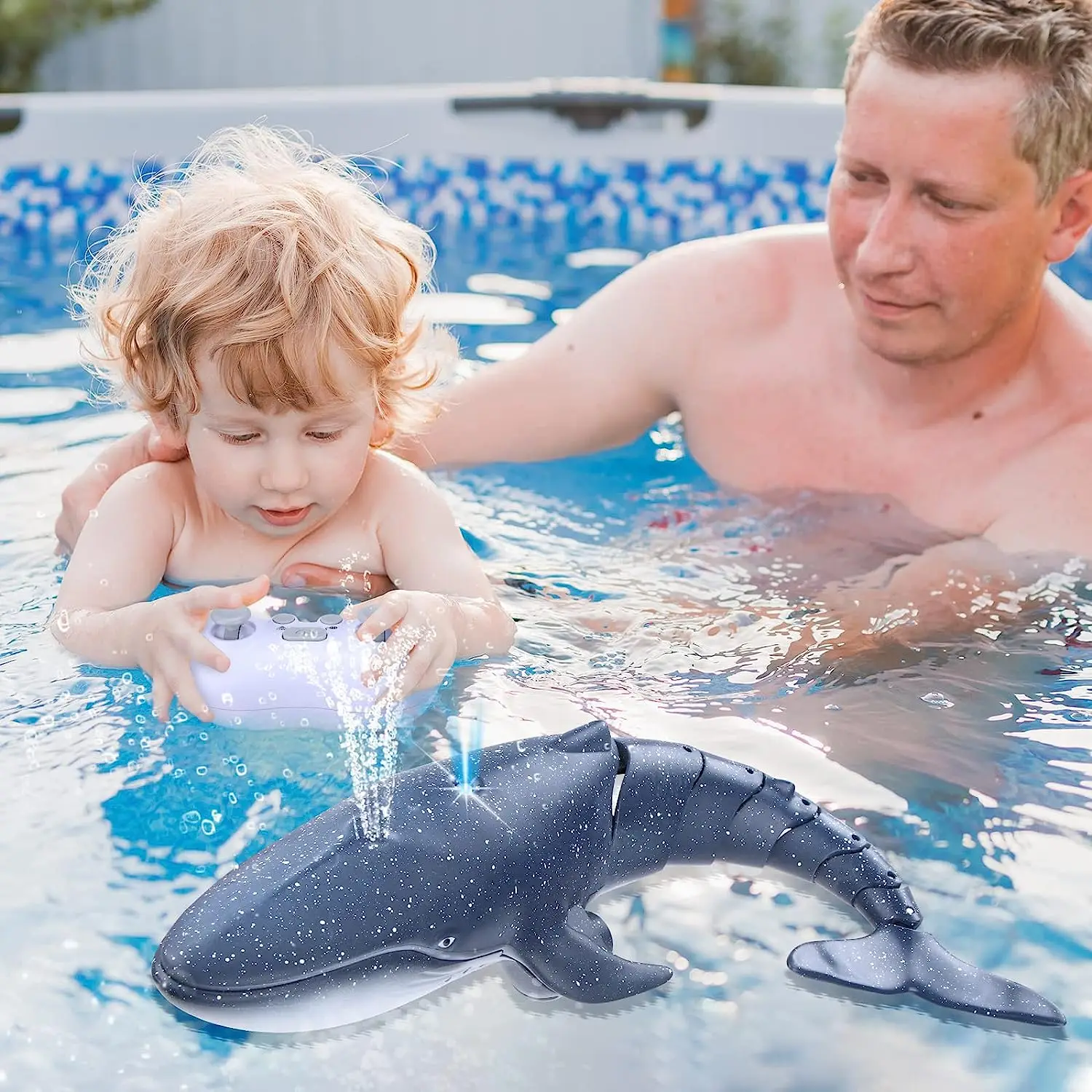 2025 New Remote Control Whale Toy Remote Control Whale Shark 2.4G Water Spray Simulation Model Whale Children's Toy Gift 3
