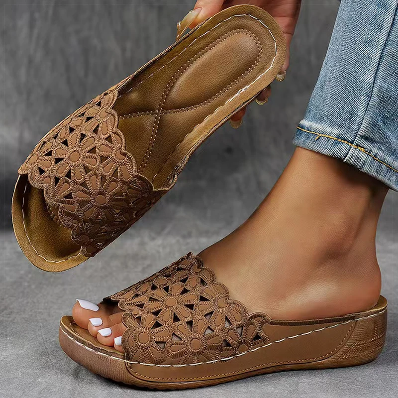 Women's Sandals Wedges Heels Sandals Summer Woman Shoes Indoor Outdoor Slippers Heeled Shoes Summer Footwear Sandalias De Mujer