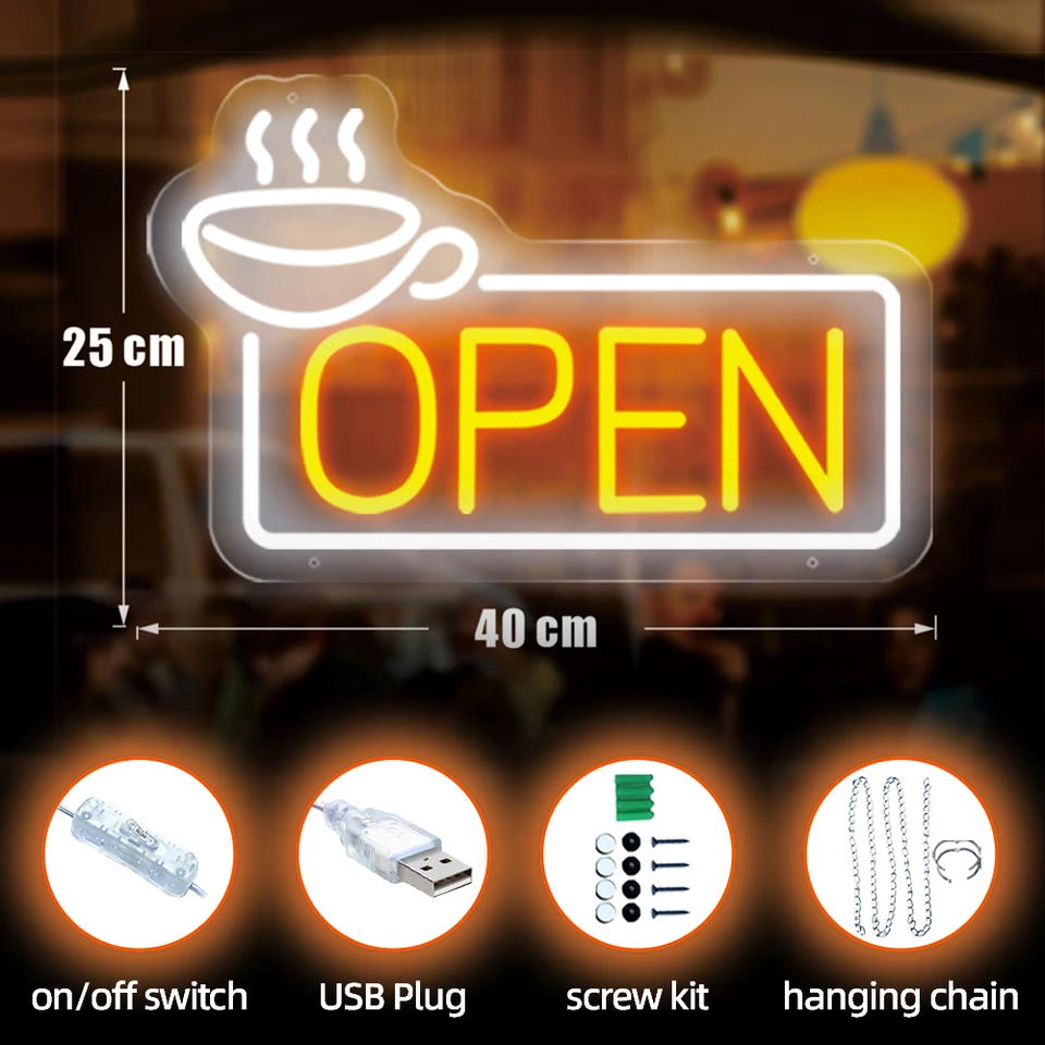 Insegna al neon Caffè e Tè: decorazione personalizzata per bar e caffetteria. - Italia