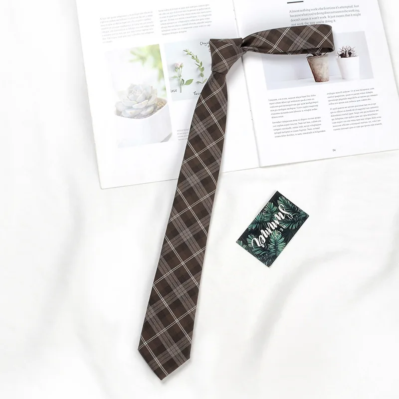 Brown Tie Men Shirt Gift Male Preppy College Style Coffee Stripe Retro Tie Decoration Jk Necktie Female Girly Kawaii Accessories bow tie,woven necktie,necktie set,clip on tie