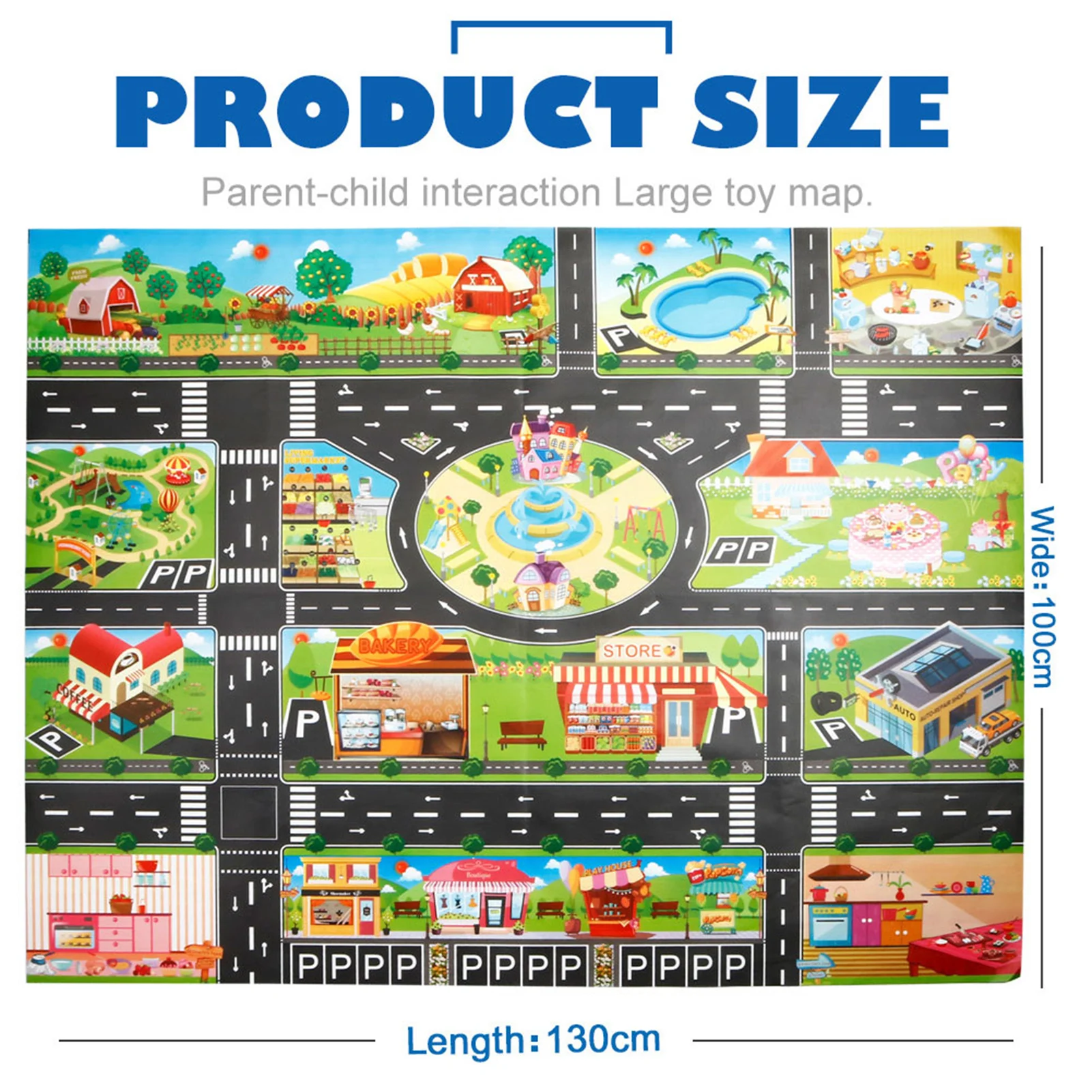 Children Pretend Play Mats Road Traffic City Life Pretend Play Toy for Playroom & Kid Bedroom - 5