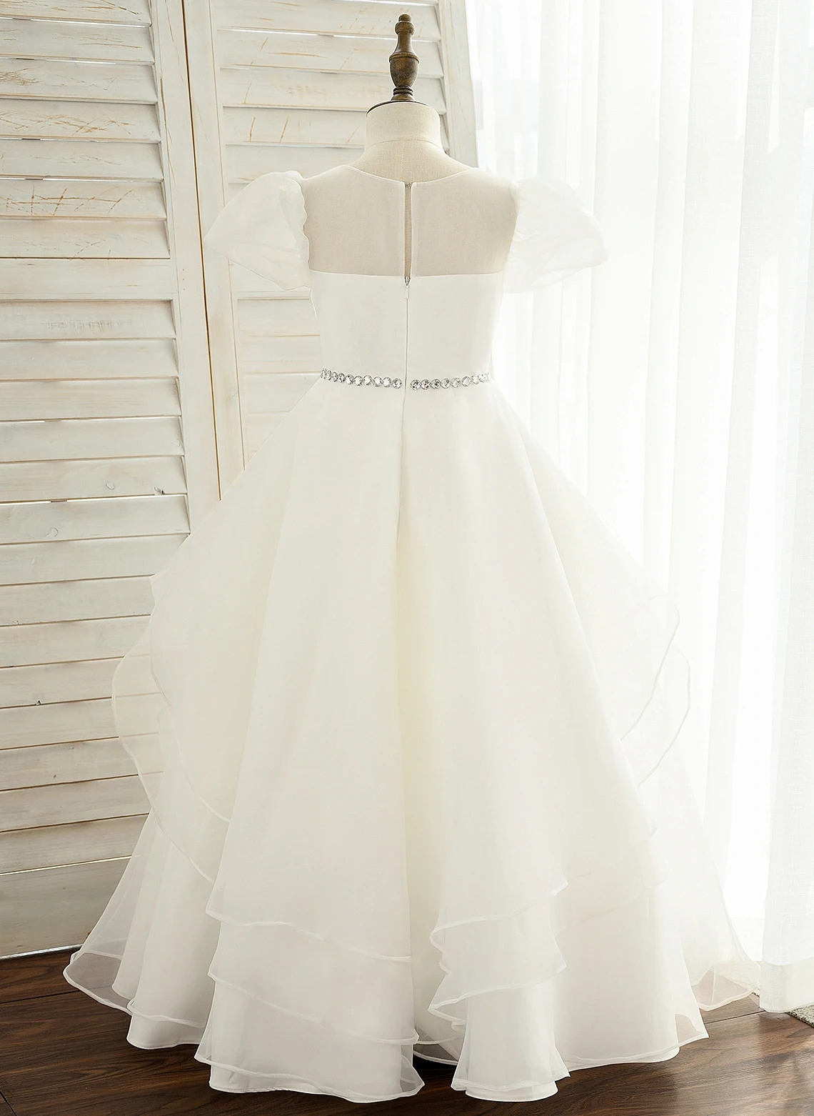 Ball-Gown/Princess Scoop Floor-Length Satin Flower Girl Dress Junior Bridesmaid Dress First Communion Dress 2-15T