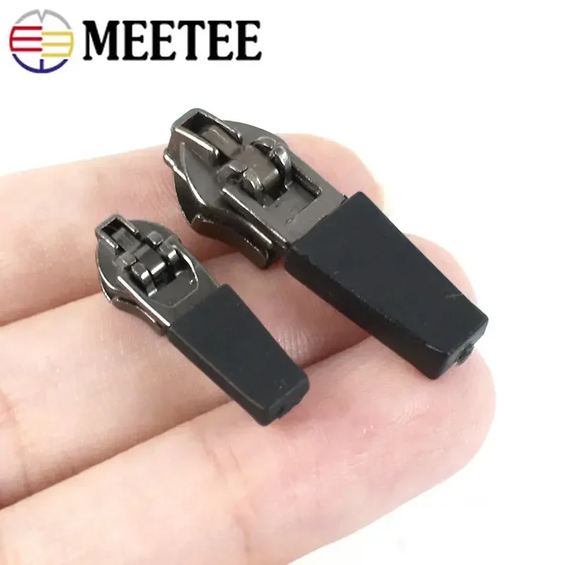 10Pcs Meetee 3# 5# Anti-loading Waterproof Zipper Slider Reverse Installation Invisible Nylon Zippers Bag Jacket Zip Head Puller