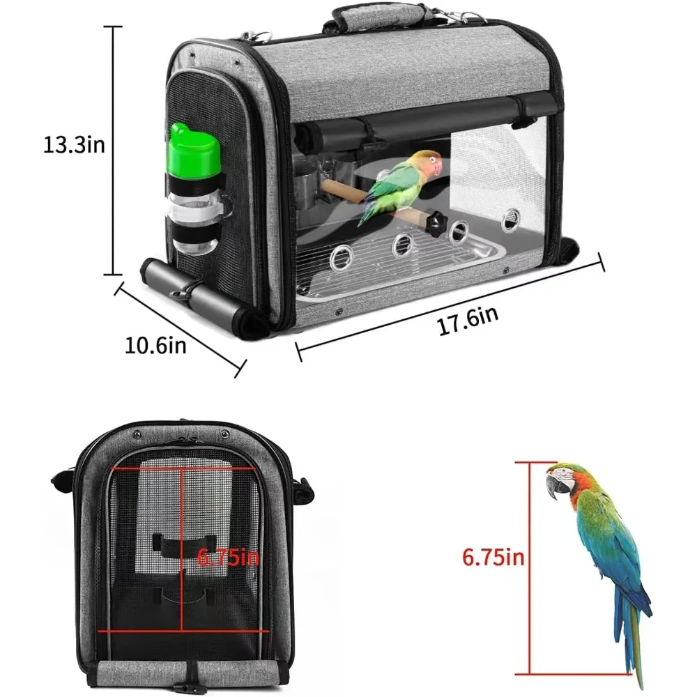 Bird Carrier Bag Bird Travel Cage Stand Lightweight Backpack for Parrot Portable Travel Bag Pet Transparen SUERTREE