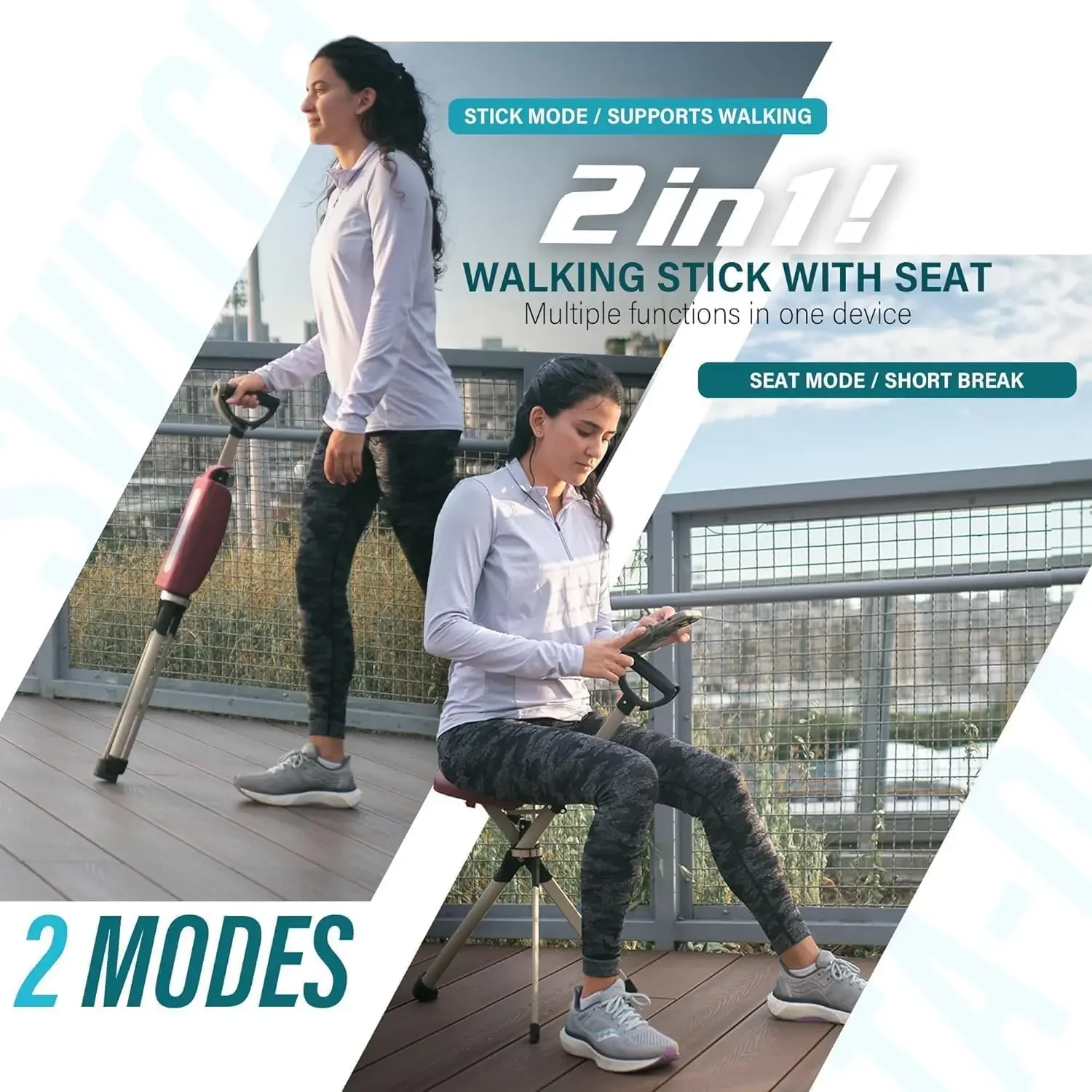 Series 2 PRO, Portable Trekking Hiking Pole, Folding Walking Stick with