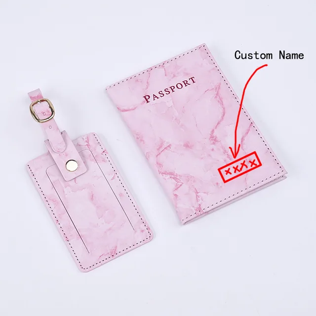 Marble Passport Cover Personalized and Luggage Tag Set: Travel in Style and Elegance