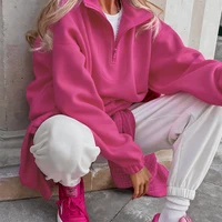 Pink Winter Lamb Fleece Hoodie Women Zipper Lapel Pullover флисовая кофта женская кофта женская - Image 5