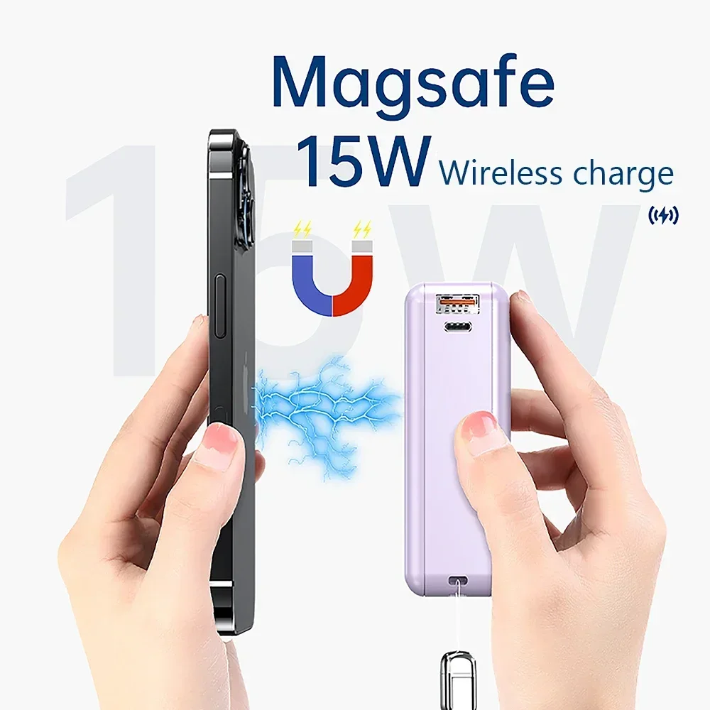FERISING-Magnetic Power Bank, Wireless Charger, Portable Battery for Oneplus 10, 11 Pro, Ace 2 Pro, 22.5W VOOC 15000mAh, 6in 1 3