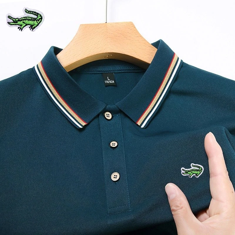 

Men's Embroidered High End Cotton Short Sleeved Polo Shirt Spring/Summer New Business Leisure Outdoor Sports Breathable Shirt