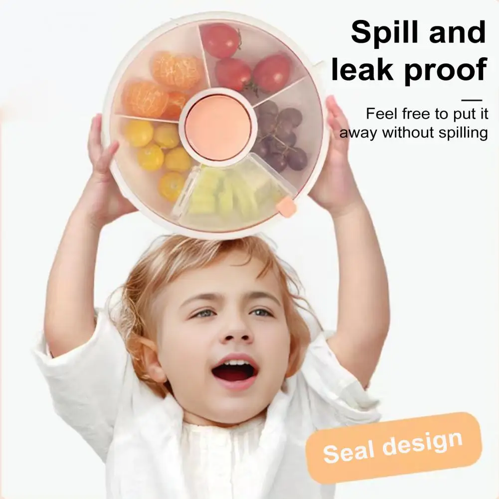 18cm Snack Spinner Container 5 Compartments Snack Box Divided Box With Button Lid Snacker Container For Kitchen Balanced Meals