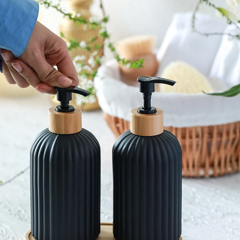 500ml Soap Dispenser Bamboo Pump Refillable Hand Pump Bottle Shampoo Conditioner Bathroom Liquid Lotion Container soap dispenser