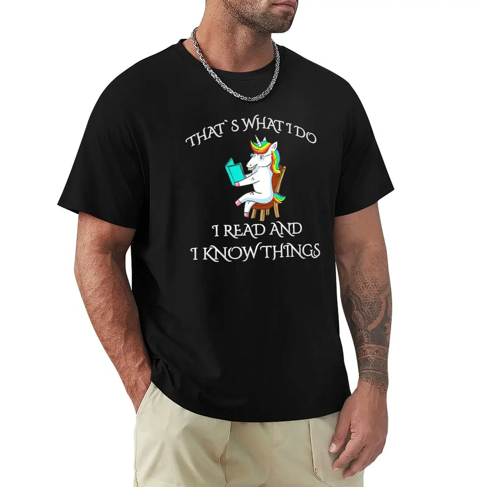 

I Read And I Know Things , Unicorn Dabbing Reading T-Shirt aesthetic clothes blanks mens t shirt graphic