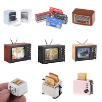 1pc Mini Furniture Lamp Radio Television Kitchen equipment For Children Gift Retro Dollhouse Decoration 1